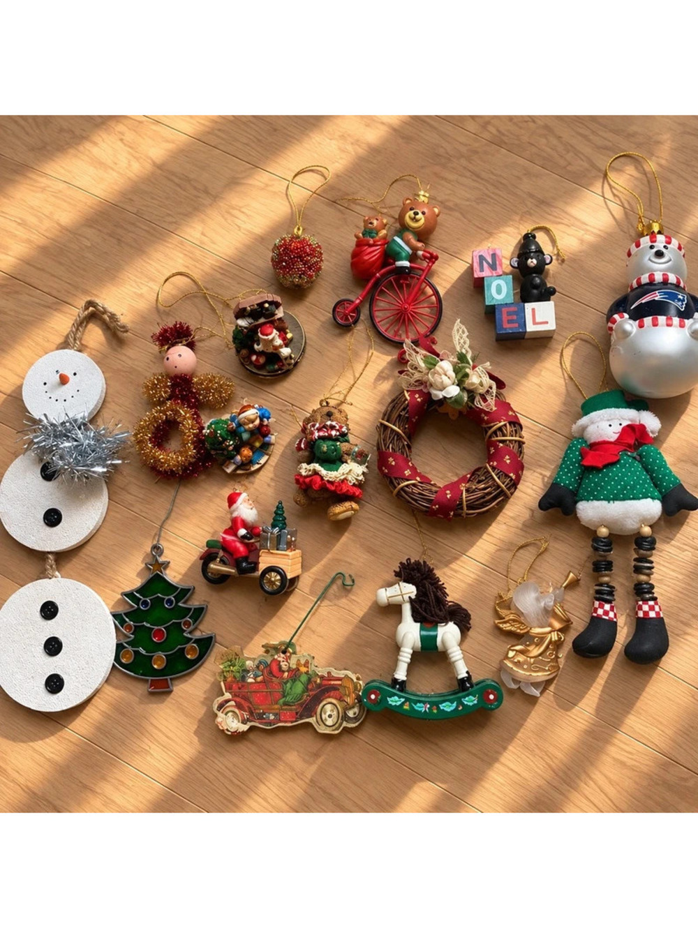 Vintage 80s 90s Christmas Ornament Lot 16 Santa Snowman Angel Holiday Decor